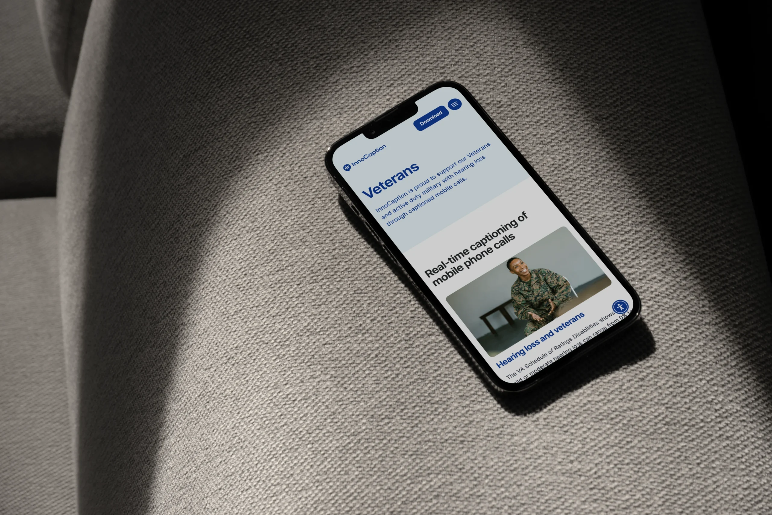 InnoCaption website on phone